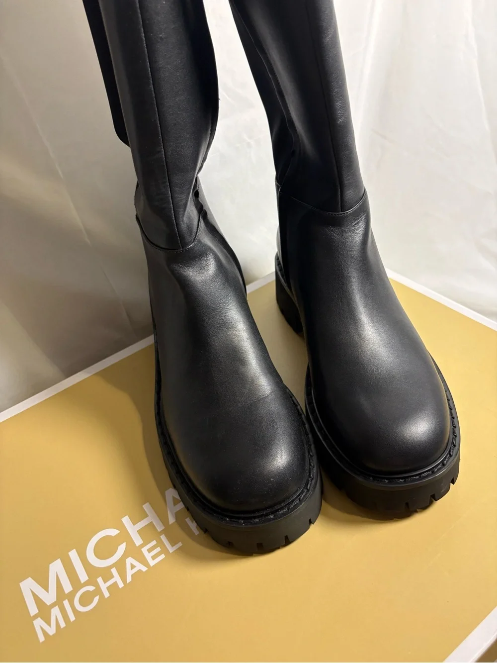 MICHAEL Michael Kors Black Over-the-Knee Lug-Sole Boots size 10 Asher boot